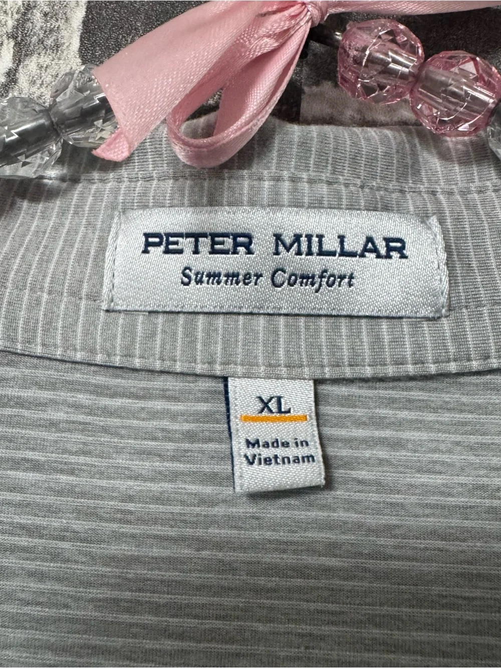 PETER MILLAR Summer Comfort polo shirt gray white stripe